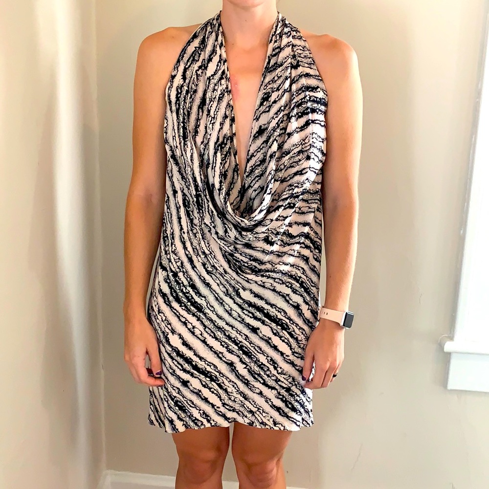 racerback dress with a deep V neckline.